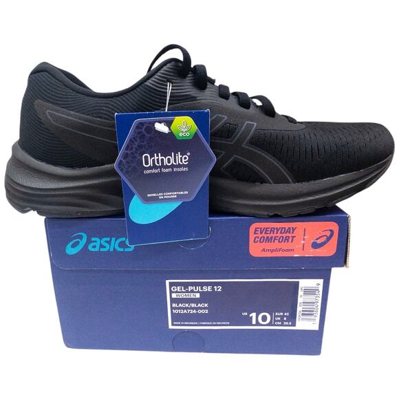 ASICS Gel Pulse 12 Running Shoes Sneakers Women's Size 10 Black - Picture 1 of 7